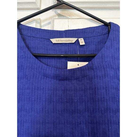 NWT Soft Surroundings Size Medium Remi Linen Blend Gauze Shift Dress Textured - Picture 3 of 14